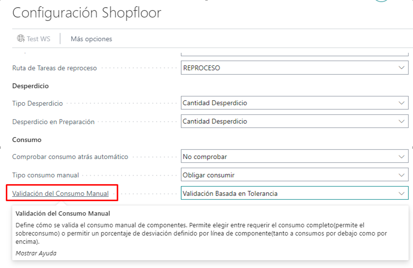 Validación de consumo manual