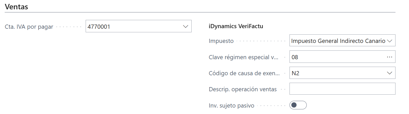 Ventas a Canarias no sujetas