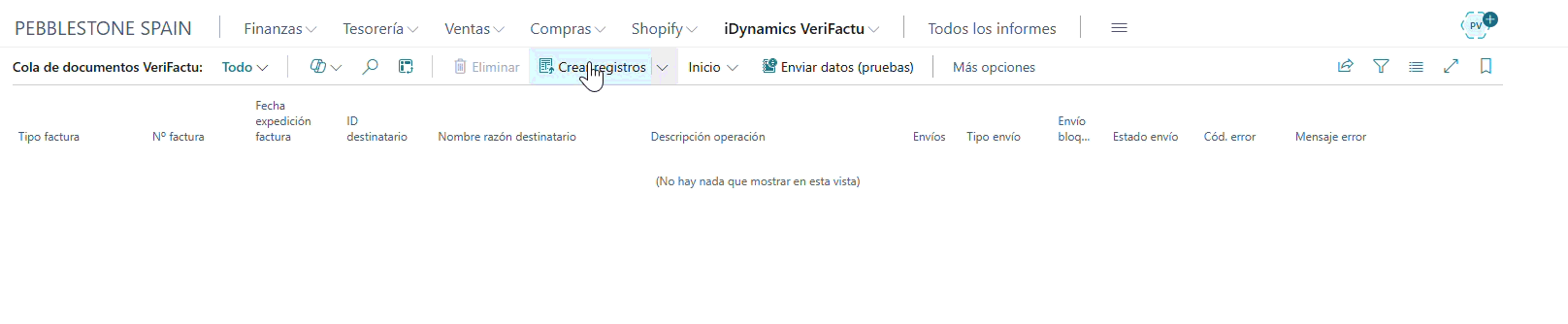 Cargar registros