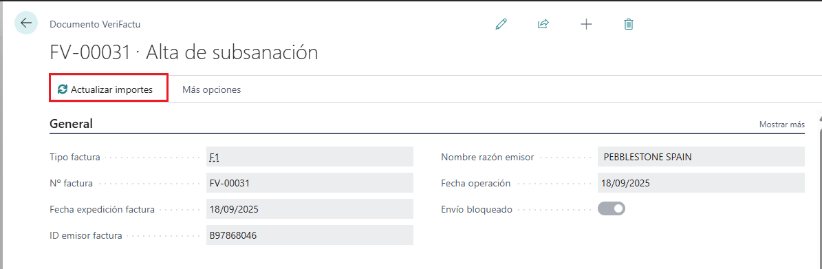 Actualizar importes