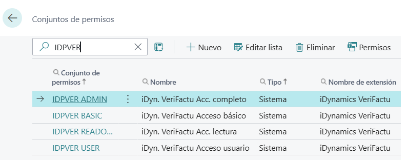 Conjuntos de permisos