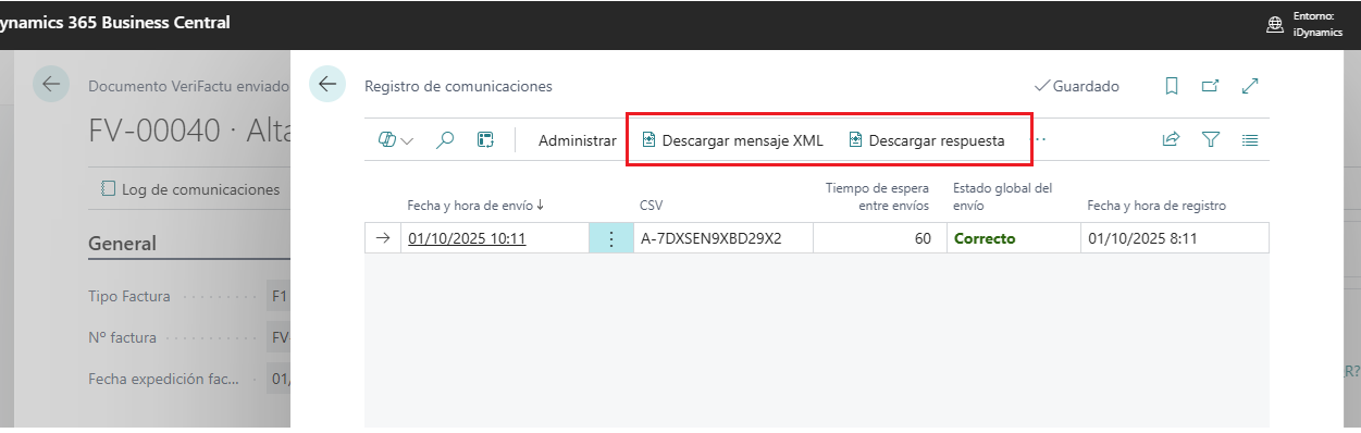 Datos de la comunicación