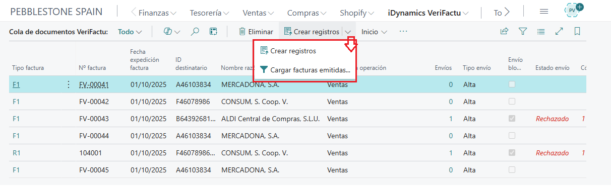 Cargar registros mediante filtros
