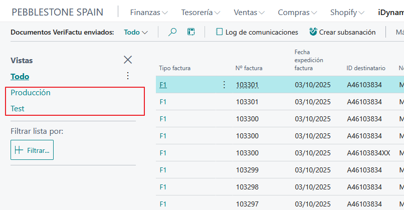 Lista de datos enviados: Vistas